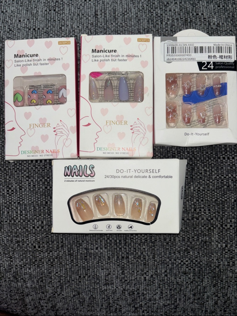 Do-It-Yourself Press-On Nail Set in Pink and Nude by